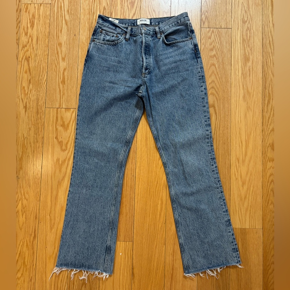 Agolde Denim Straight Leg Jeans with Frayed Hem